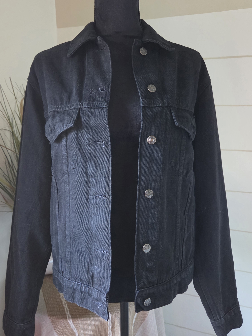 Understated Leather L Black Denim Go Sit On A Cactus 70s Western Leather Patch